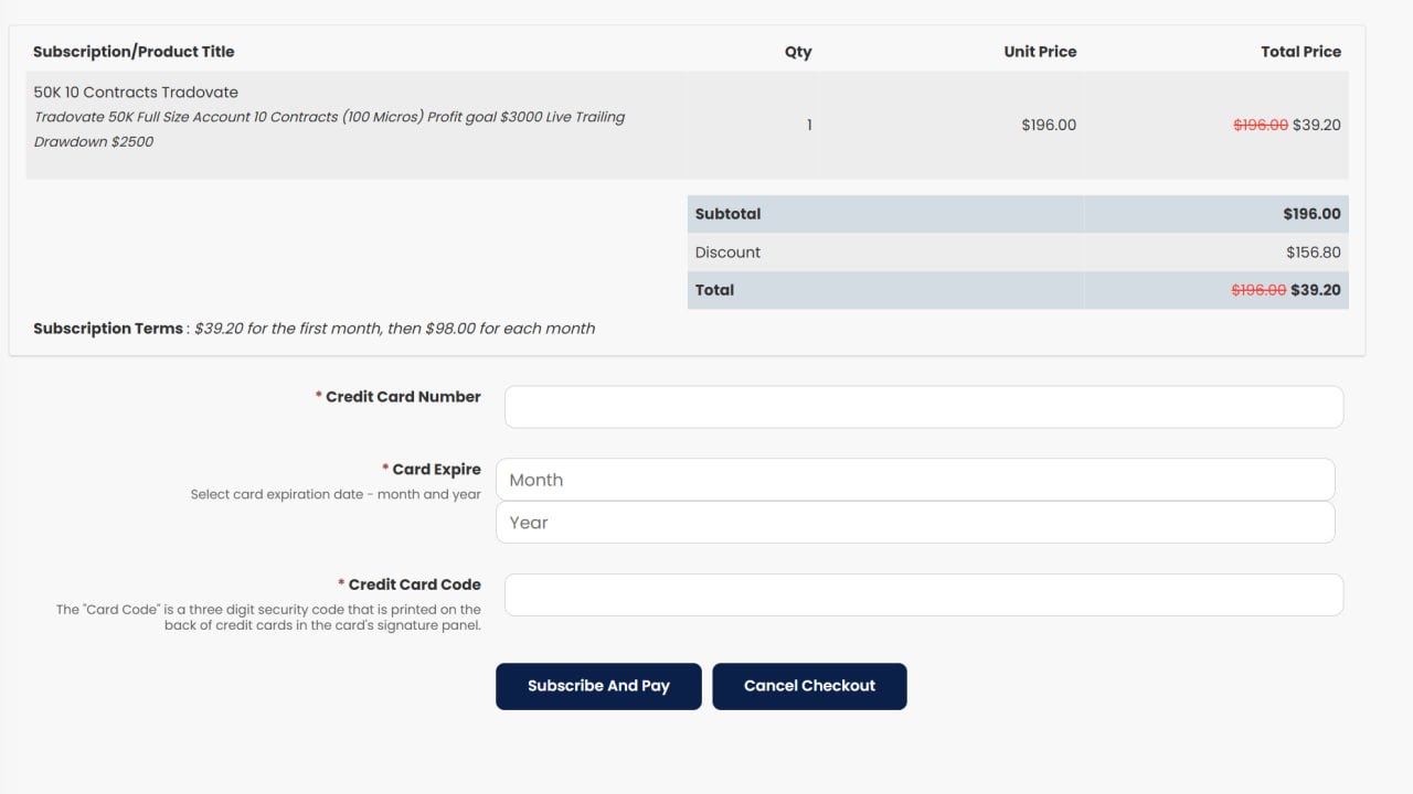 Screenshot proof of DEALPROPFIRM code on Apex Trader Funding 50K - 85% discount applied showing $197 reduced to $29.55
